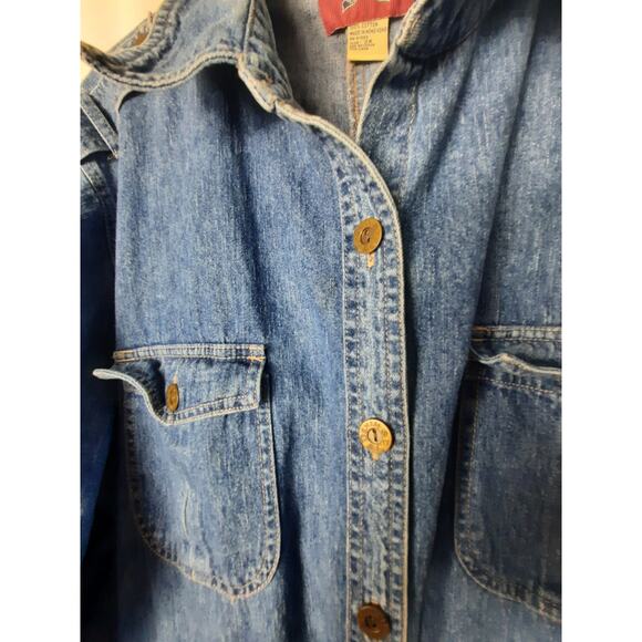 Denim & Co blue jean button down tie at the waist jacket 2X - Picture 9 of 10